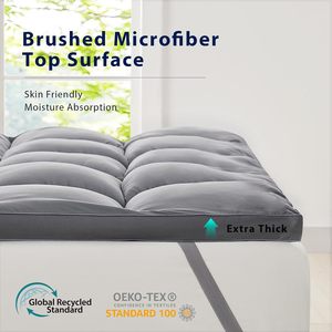 Sur-matelas rafraîchissant Super Queen Size Extra Thick Plush Bed Topper Alternative Overfilled Soft Mattress Pad pour les maux de dos - Product Image 6