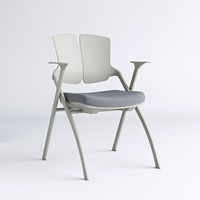 Chaise d'entraînement ergonomique pliable avec assise en PP moulé par injection, empilable et emboîtable, pour salle de classe, avec tablette d'écriture et structure en acier