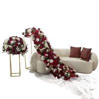 Benutzer definierte neue rote weiße Blume Reihe künstliche Seide Rose 60cm Blumen ball für Hochzeits feier Hintergrund Tisch dekoration