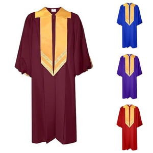 Tunica da Coro Unisex Personalizzata con Sciarpa in Raso Dorato <span class=keywords><strong>e</strong></span> Maniche a Polsino, Ideale per la Chiesa - Product Image 1