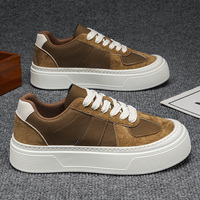 Chaussures pour hommes MJ001 en cuir, couleur unie, nouvelle collection printemps, baskets à semelle épaisse, chaussures de marche décontractées pour hommes