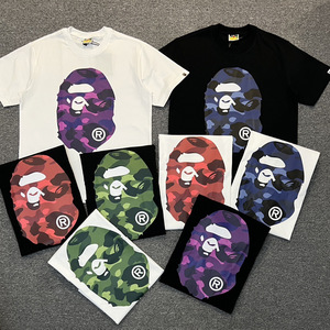 Camiseta de Moda para Parejas, Diseño de Cabeza de Mono, Estampado de Dibujos Animados a Doble Cara, Algodón-Lino Puro, 280g, Corte Holgado - Product Image 1