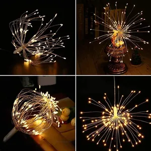 Guirlande lumineuse décorative à lumière LED, 10 m, pour noël, éclairage, télécommande pliable, bricolage, forme Explosion, style féerique coloré, feu d'artifice