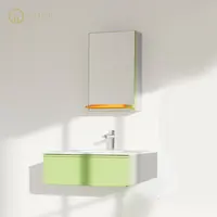 GODI 31 بوصة تصميم جديد الأخضر صغيرة خزانة حمام وحدة حوض عصريّة للحمّام خزانة حمام الحمام الغرور مجلس الوزراء