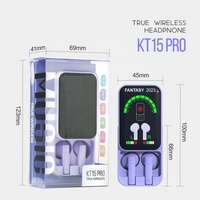 TWS Headset warna KT15PRO, earbud Bt tampilan led, Headphone nirkabel tahan air Audifonos KT15 Pro