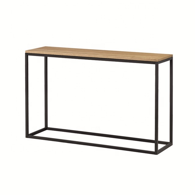 Cheap Console Table Oak Veneer Top With Metal Legs