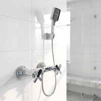 Nouveau design laiton mural double poignée salle de bain douche ensemble baignoire robinet mitigeur