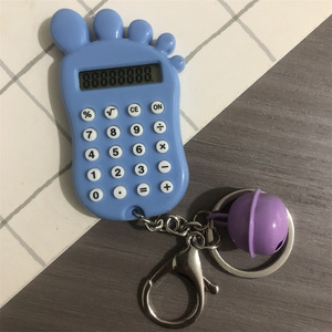 Mini Cute Footprint Calculator 8 Digit Battery Powered Silicone Keychain For Students Gift - Product Image 3