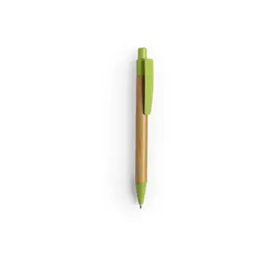 Promotionele Eco Duurzame Bamboe Balpen Met Tarwe Stro Fittingen Lasergravure Logo Houten Pen Voor Het Schrijven Van Kantoor