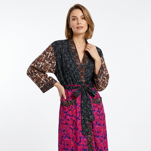 Elegante Vintage indio reciclado seda Sari Kimono ropa de dormir Albornoz Patchwork ducha bata verano bata vida diaria - Product Image 1
