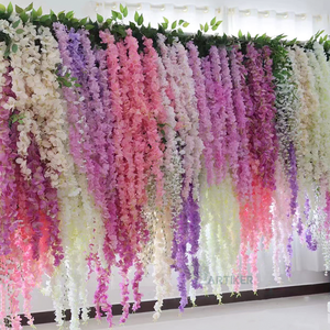 Flor de glicina artificial colorida para telón de fondo de boda, enredadera artificial colgante falsa - Product Image 3
