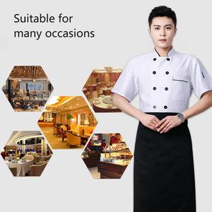 Veste de chef d'été à manches courtes en polyester respirant Vêtements de travail de cuisine de couleur unie Vente en gros OEM disponible - Product Image 2