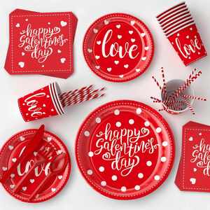 Paquete de 24 Artículos para Fiesta de San Valentín Modernos y Alegres con Cubiertos, Estilo Popular - Product Image 4