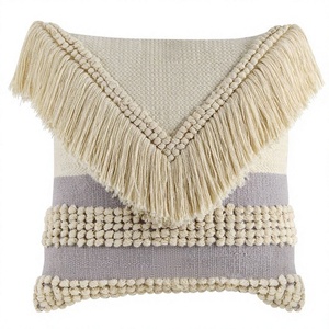 Taies d'oreiller tissées à la main en coton 100%, style bohème, housse de coussin géométrique, coussins décoratifs d'intérieur indiens vintage - Product Image 1