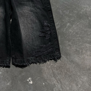 Affliction Hommes Casual Summer Streetwear Acid Wash Denim Shorts Respirant Raw Hem avec Logo Faux Old Style - Product Image 3