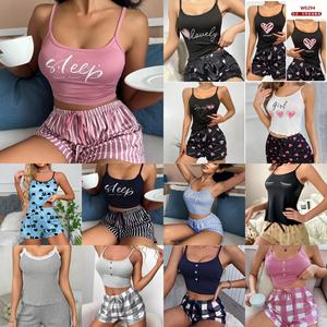 SFY-Y976 New Arrival Women'S Clothing Love Print Halter Top + Shorts Set Fashion <strong>Casual</strong> <strong>Home</strong> <strong>Wear</strong> 2-Piece Women'S Pajamas Set - Product Image 2