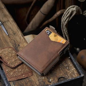 For Vintage Thread Elastic Band Money Clip Slim Wallet Card <b>Case</b> Magnet Expandable RFID Blocking <b>Coin</b> Zipper Pocket Portable - Product Image 6