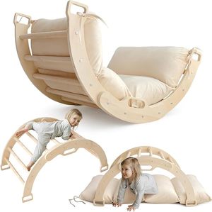 Modern Wooden Climbing Arch with Cushion-Montessori Climbing Arch <b>for</b> Kids Living Room Pillow <b>for</b> Arches - Product Image 1