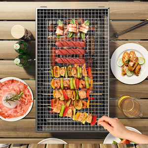 Barbacoa de carbón de acero inoxidable para <span class=keywords><strong>exteriores</strong></span>, pequeña parrilla plegable para acampar, cocina, comercial, china - Product Image 2