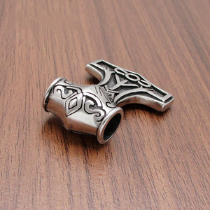 Style nordique en acier inoxydable 316L Animal Viking Thor marteau Mjolnir pendentif collier pour hommes fermoir martelé - Product Image 5