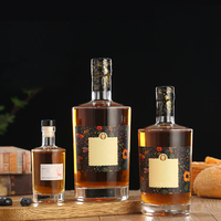 Bouteille en Verre Personnalisée de Forme Ovale 750 ml, Flasque pour Spiritueux, Cognac, Whisky, Gin, Tequila, Prix Usine