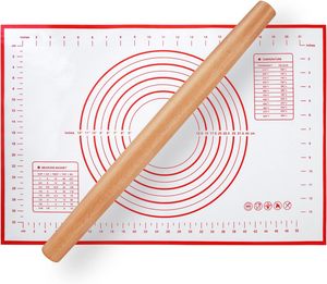 <span class=keywords><strong>Tapis</strong></span> de cuisson en <span class=keywords><strong>silicone</strong></span> avec rouleau à pâtisserie en bois de hêtre Rouleau à pâte à pâtisserie rouge <span class=keywords><strong>pour</strong></span> pizza tarte pâtes biscuits-Outils de pâtisserie de qualité supérieure - Product Image 2