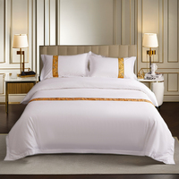 Ensemble de literie 4 pièces pour lit Queen Size, 100% coton, couvre-lit, housse de couette, broderie tissée, 300 fils, toutes saisons, hôtel, maison