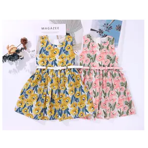 Children boutique clothes Beach Holiday girls sleeveless Sweet Style dress colorful summer dress for girl