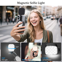 Lampe à selfie magnétique MagSafe avec miroir, lumière LED rechargeable, pliable et portable pour vlog et enregistrement vidéo avec caméra arrière