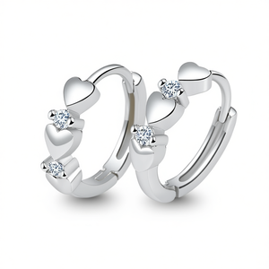 Orecchini in Argento E2388 con Diamanti Naturali Taglio Brillante Rotondo Colore G, Gioielli Romantici da Donna per Uso Quotidiano - Product Image 1