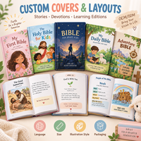 Impression personnalisée de Bibles pour enfants, livres d'histoires bibliques pour enfants, illustrés en couleur, couverture rigide, fabricant OEM ODM, vente en gros en vrac