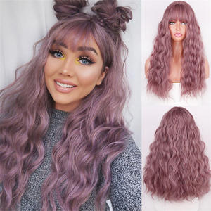 Tiktok Perruques du commerce extérieur pour les femmes, cheveux longs colorés, franges d'air, boucles, laine de soie haute température, en stock - Product Image 2