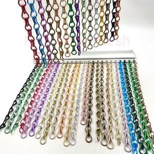 Aluminum Chain Link Fly Screen Curtain Double Hook Metal Mesh Door Curtain For Home Hotel Restaurant Room Divider