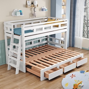 Современная белая деревянная двухъярусная кровать с выдвижными ящиками для хранения вещей-идеально подходит для экономии места в детских спальнях - Product Image 2