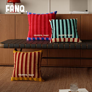 หมอนอิงลายทางสีสันสดใส Fanq รูปทรงสี่เหลี่ยมผืนผ้า ถอดซักได้ เหมาะสำหรับตกแต่งโซฟาห้องนั่งเล่น - Product Image 4