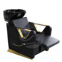 Chaise de shampoing moderne Unité de lavage à contre-courant/Bol et chaise de shampoing Mobilier de salon de coiffure/Chaise de shampoing noire de salon