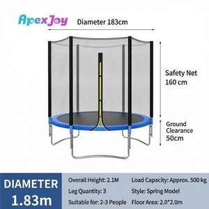<span class=keywords><strong>Trampoline</strong></span> <span class=keywords><strong>pour</strong></span> enfants de 6 pieds à prix d'usine avec filet de sécurité, capacité de charge de 500 kg, lit de saut rond <span class=keywords><strong>pour</strong></span> extérieur et intérieur, <span class=keywords><strong>pour</strong></span> jardin et parc - Product Image 2