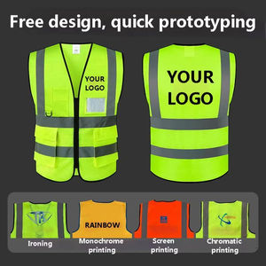 Chaleco DE SEGURIDAD reflectante de alta visibilidad para trabajo de construcción de seguridad industrial con logotipo personalizado multicolor barato con bolsillos - Product Image 3