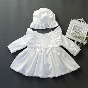 Vestido de bautismo de encaje blanco elegante personalizado <span class=keywords><strong>para</strong></span> niñas, <span class=keywords><strong>vestidos</strong></span> de <span class=keywords><strong>bautizo</strong></span> con gorro, sesiones de fotos de bebés recién nacidos, ropa de cumpleaños - Product Image 3