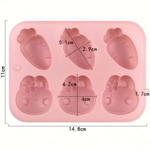Moule en silicone personnalisé avec logo, 6 formes lapin et radis, pour bougies, savons, gâteaux, poudings, résine, sans BPA, OEM/ODM - Product Image 2