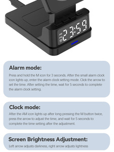 3-Trong-1 Đồng Hồ Báo Thức 15W Sạc Không Dây Xách Tay Phổ Điện Thoại Di Động Từ Tính Sạc Đứng Cho iPhone 12/13 Cho Airpods 2/3 - Product Image 6