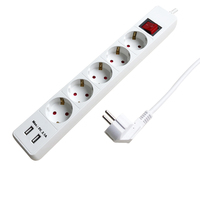 Multiprise à 5 prises européennes 16A avec ports USB, norme IEC, mise à la terre, couleur blanche – Meilleure vente