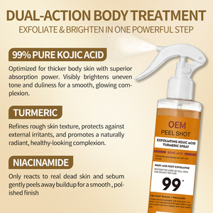 Spray Exfoliante Blanqueador OEM con Cúrcuma y Ácido Kójico, Limpieza Profunda, Suavizante e Hidratante para Cuerpo y Rostro - Product Image 6