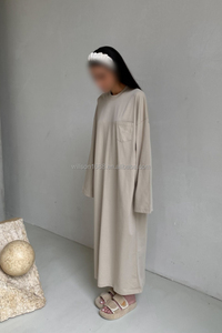 Abito T-shirt <span class=keywords><strong>Oversize</strong></span> di Alta Qualità Willson, Abito Modesto di Dubai, Colore Unito, Abaya Larga, <span class=keywords><strong>Abbigliamento</strong></span> Islamico per Donne Musulmane - Product Image 3