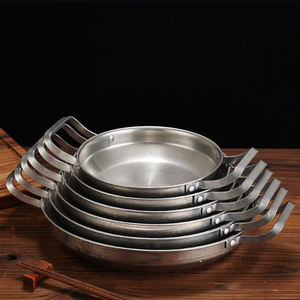 Olla caliente del Ejército Coreano vintage, sartén comercial de doble oreja gruesa, olla seca, olla de acero inoxidable, olla de arroz para mariscos españoles - Product Image 3