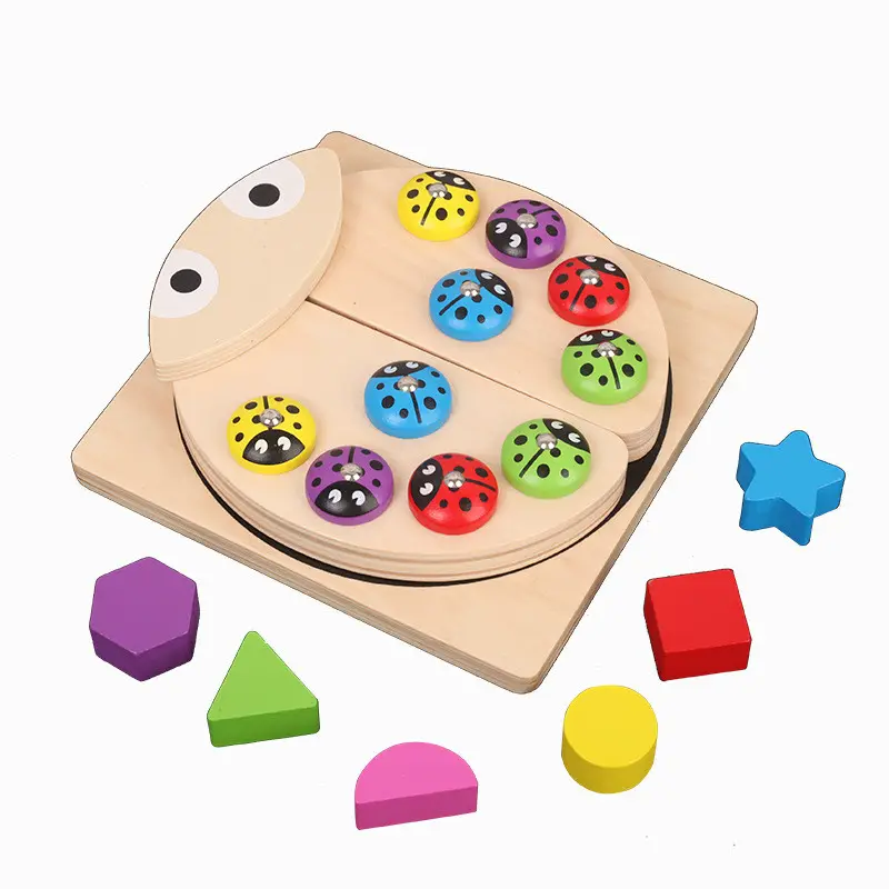 Children Wooden Magnetic Fishing Toys Early Educational Toys for Children Catch Ladybug Game for Child Birthday Gift