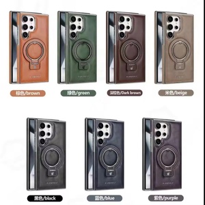 Business PU Leather Magnetic Phone Case With Ring <b>Stand</b> for Samsung S23 S24 S25 Ultra Plus <b>Wireless</b> <b>Charging</b> Shockproof Cover - Product Image 2