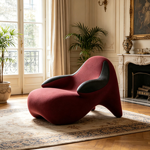 Fauteuil de détente moderne de luxe léger, forme citrouille unique, en tissu ou cuir personnalisé, pour la maison, le balcon, la chambre ou le salon - Product Image 3
