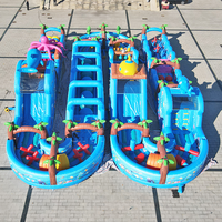 Parc de jeux gonflables pour enfants, vente flash, parc à thème gonflable commercial extérieur, châteaux gonflables bleus, parcours d'obstacles