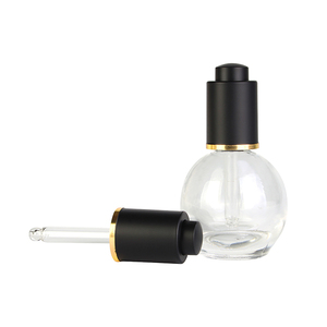 Cuentagotas de presión con pipeta de vidrio, botón pulsador de plástico negro mate/brillante personalizado de 13mm - Product Image 4